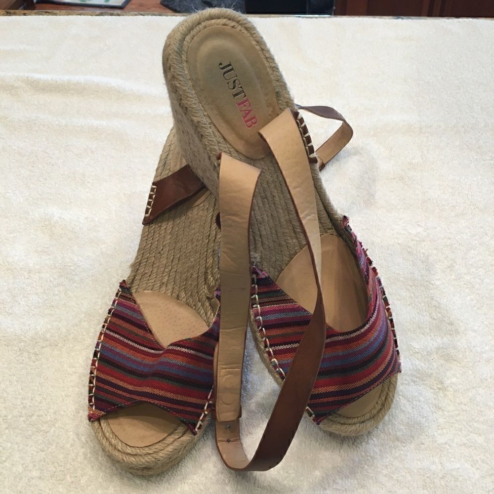 Just Fab Laura sandal size 10 rainbow brown strap